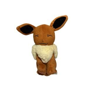 Pokemon Eevee Smiling Eyes Closed TOMY 8" Stuffed Animal Plush